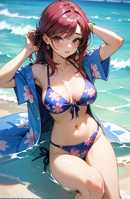 sexy、Cool woman、Nice、Floral print swimsuit、bikini、