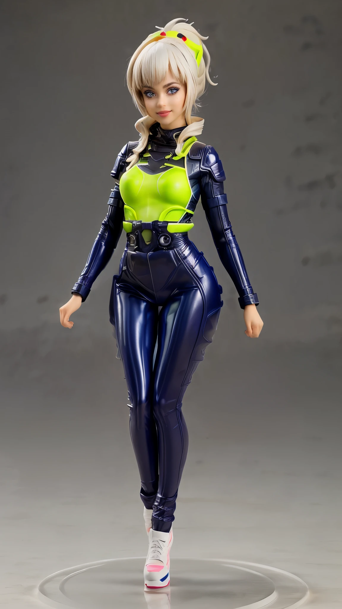 Cartoon style, 4k, FHD, work of art, ((high quality, high details):1.4), (looking away from the viewer, making a playful expression, wide smile, light tan skin, intricate details of facial features, big eyes, full lips, wide hips, vibrant colors, cheerful expression):1.2)((full body):2), {(Only one woman)}:((Wearing a futuristic jumpsuit with neon accents)), (((fitted to her body))):1.2), (((ample breasts))), (shapely legs, toned calves), (defined waist), curvaceous hips,
Ultra HD | | | ((Fullbody-shot)) add_detail:2 (1woman, solo)
