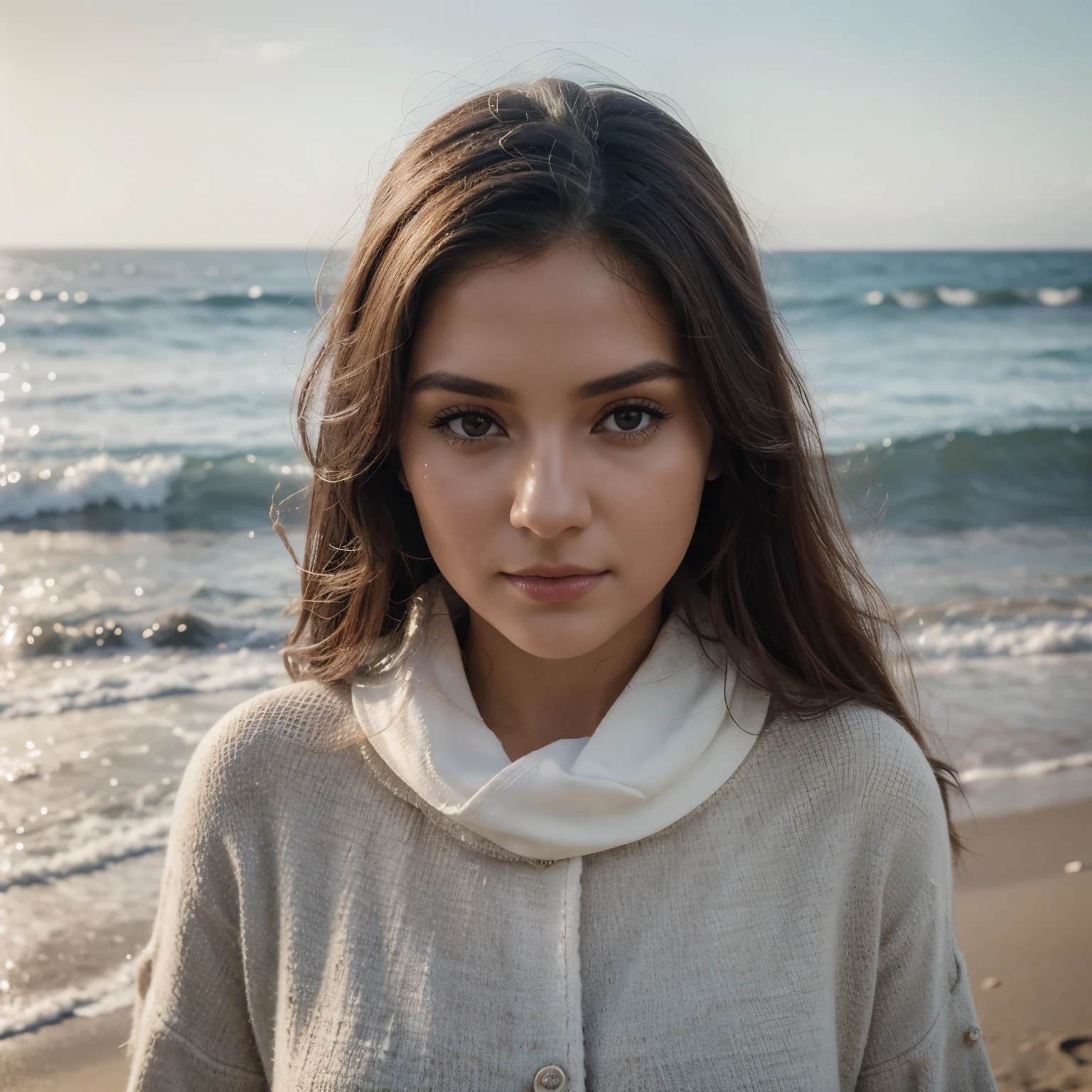 fotografia profissional de uma linda garota norueguesa em roupas de branho com cabelos loiros longos e ondulados, olhar sensual e sedutor, peitos grandes, beautiful symmetrical face, linda maquiagem natural, wearing elegante warm winter fashion clothing, ((parado na beira da praia)), impressionante ambiente praiano, ultra realistic, arte conceitual, elegante, Altamente detalhado, intricado, sharp focus, profundidade de campo, f/1. 8, 85mm, medium shot, meio do tiro, (((professional color grading))), luz difusa suave e brilhante, (volumetric fog), Trends on Instagram, hd 4k, 8k