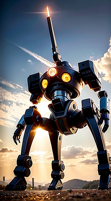 masterpiece, highest quality, Super detailed, Complex, Very detailed, High resolution, Realistically, 8k, 1 person,Full Body Shot，humanoid, Long Legs Mechanical Legs，Dynamic Pose, Extremely delicate mech, Short Hair，Full body, High tech background，Science fiction，（Marek Okon：1.3），Mooncryptowow&#39;s Midway Style，