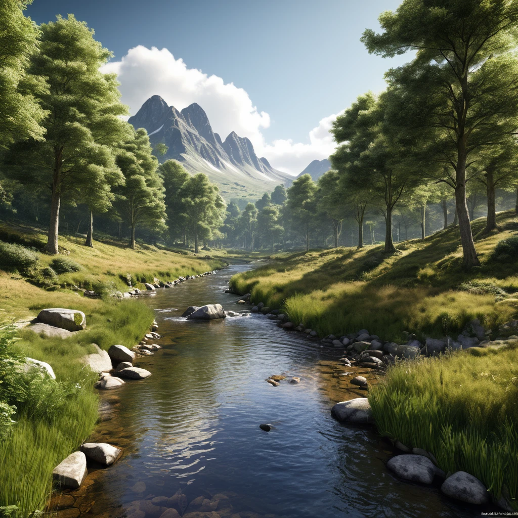 A fairly busy photorealistic natural landscape