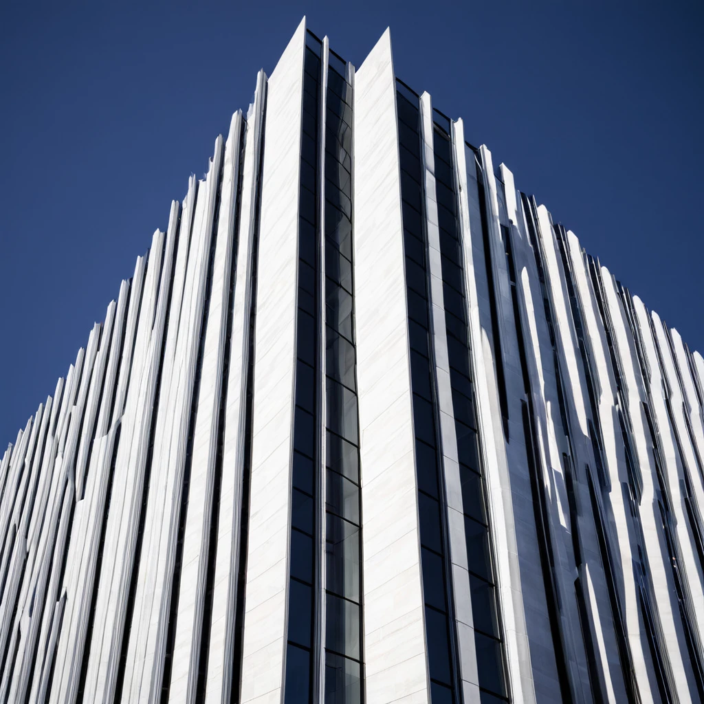 A recognizable building or architectural monument, preferably with clean lines.