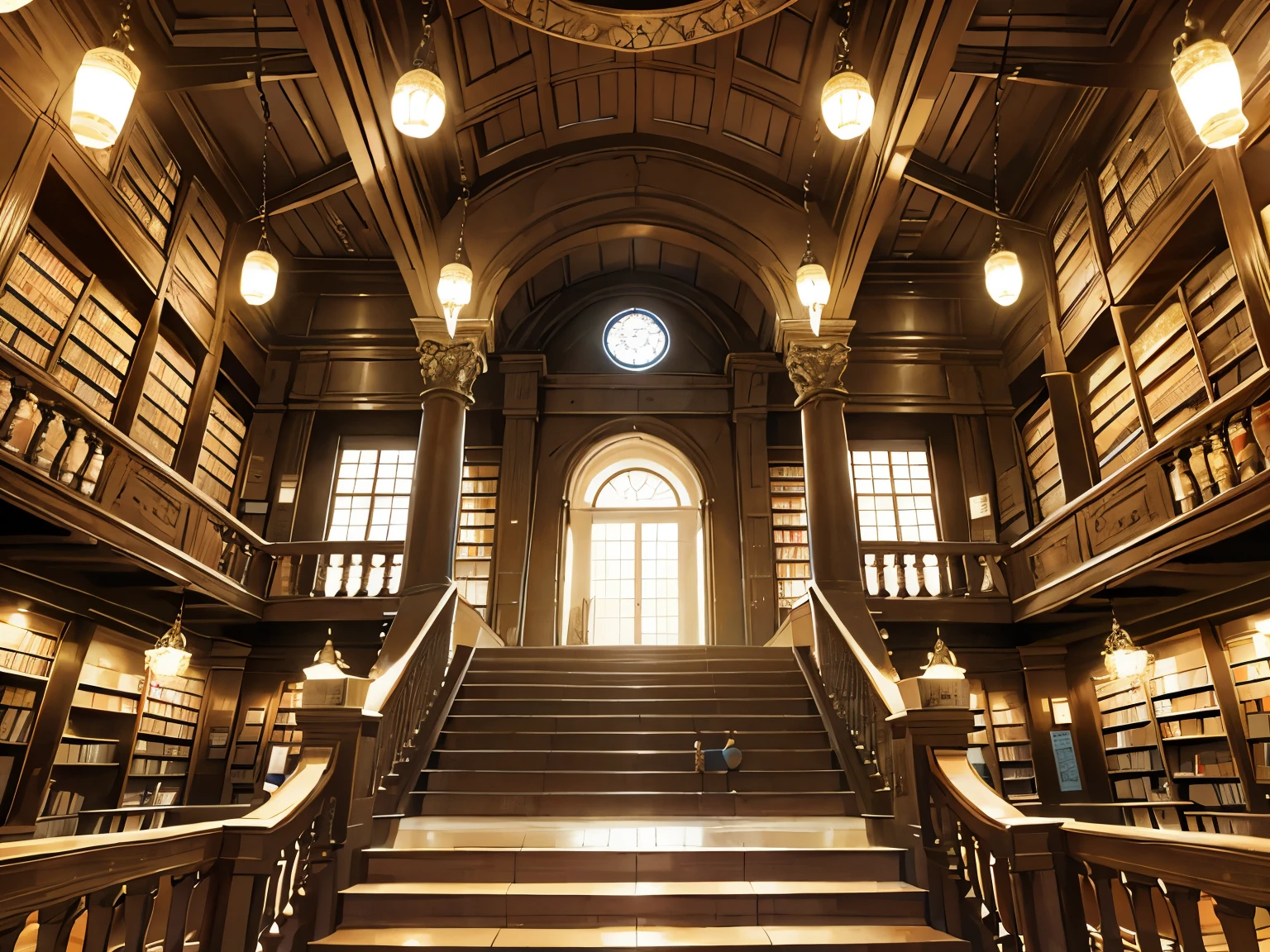 library Stairs that reach the ceiling Ancient times old big No cast Background only