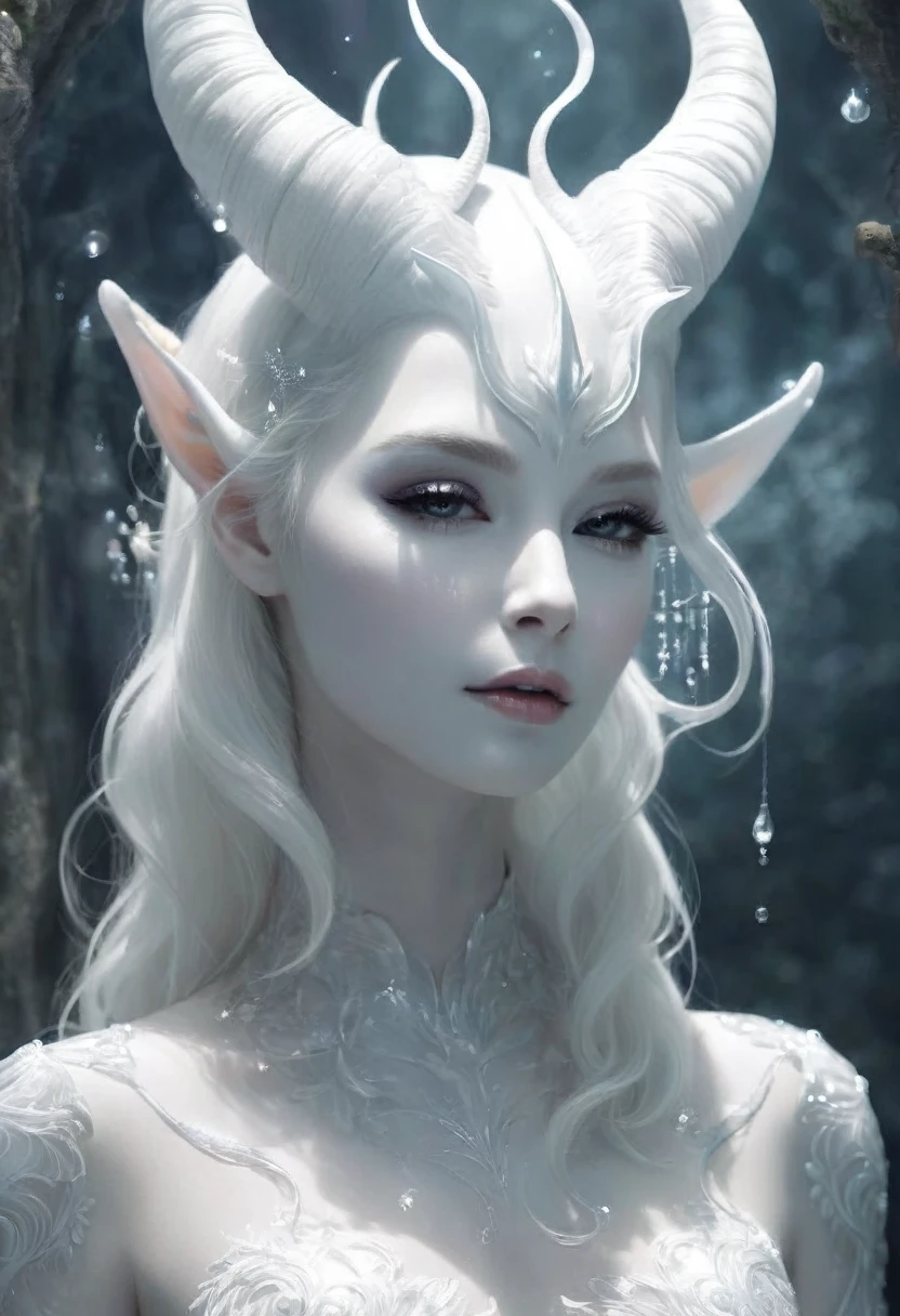 A transparent, giant white life form was standing there. Its body was perfect. It had two hands and two legs, a mouth, a nose, and two eyes, but it didn’t have ears. There were two horns on its forehead, pointing forward. It looked holy and beautiful. Even some of the most beautiful individuals of the human race, It was so beautiful and natural, containing supreme mysteries, it would have looked like an innocent and lovable , it had the supreme power of the throne.