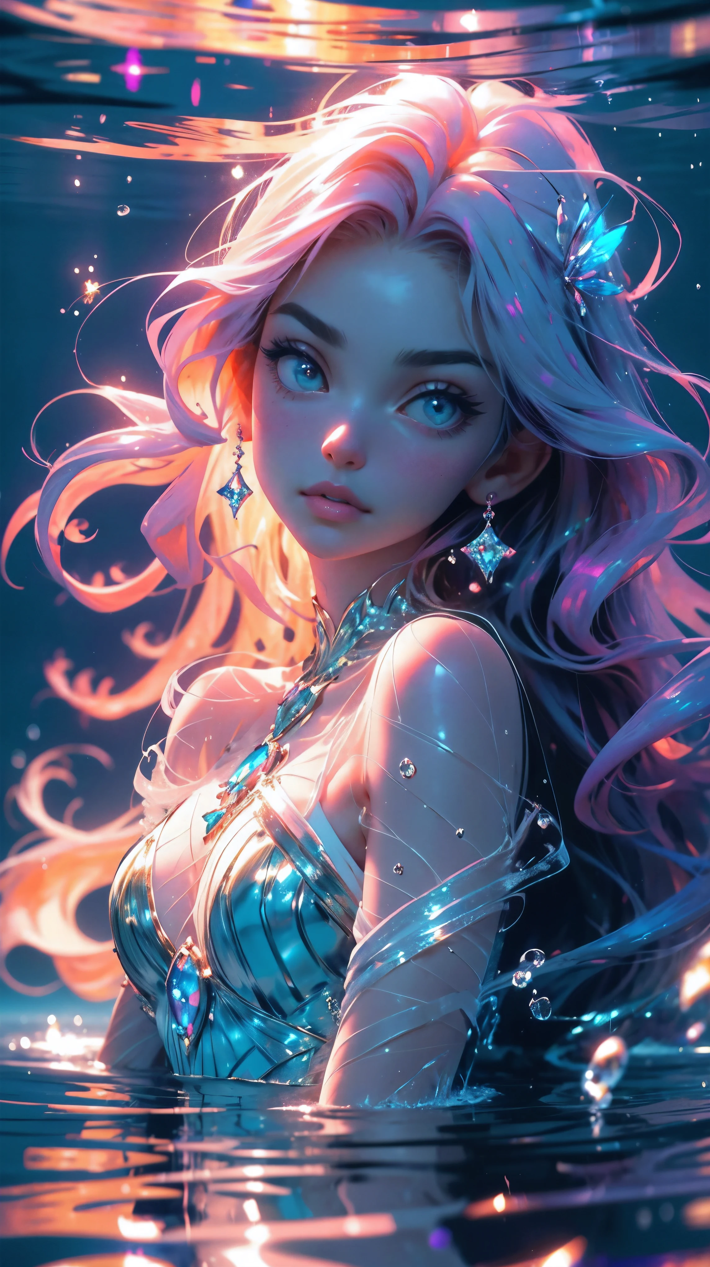 (best quality,4k,highres,masterpiece:1.2),ultra-detailed,(realistic,photorealistic,photo-realistic:1.37), underwater,beautiful young girl,beautiful detailed eyes,beautiful detailed lips,long purple hair,purple dress,water,glowing jellyfish,ethereal,peaceful,submerged,serene,airy,dreamlike,soft lighting,vivid colors,twinkling reflections,gently flowing hair,captivating,relaxing ambiance