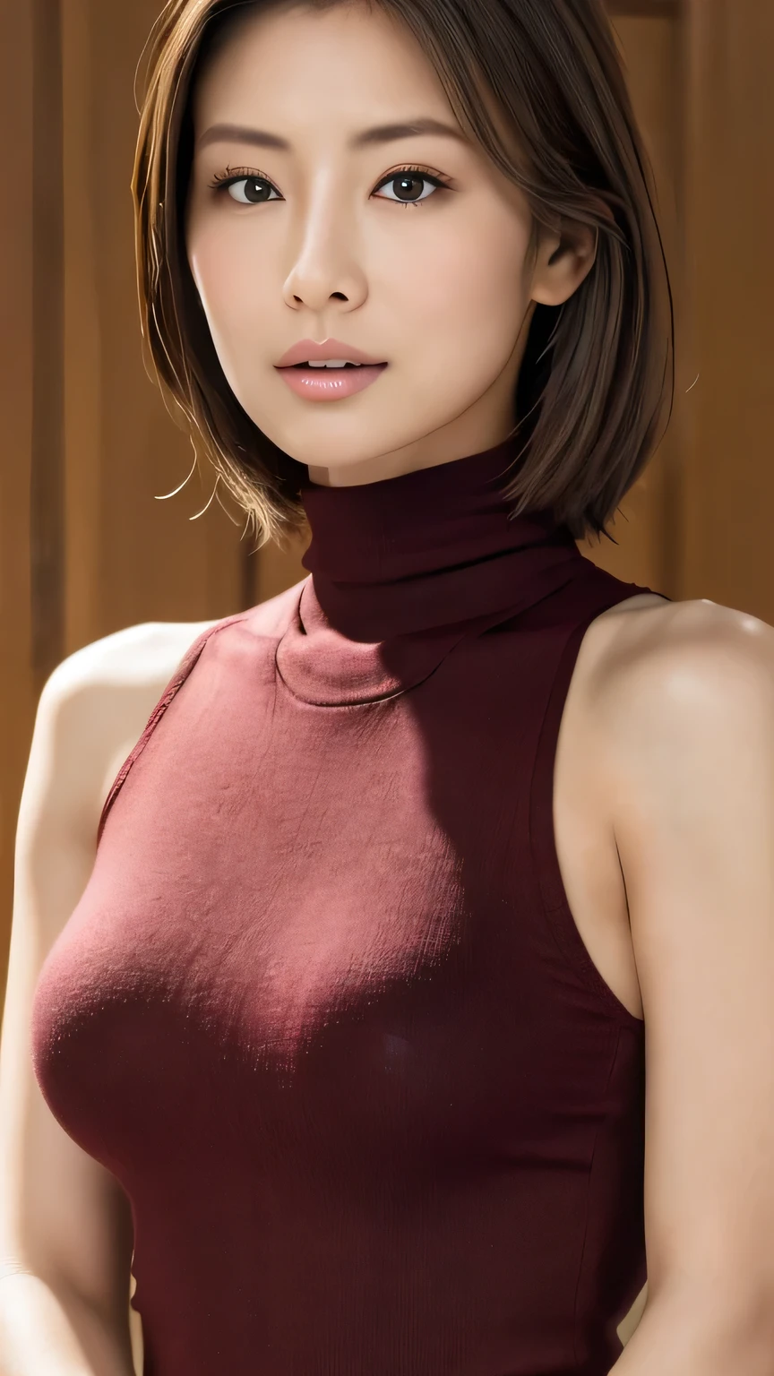 (highest quality,16k,masterpiece),
Very beautiful Japanese model,
Big Breasts,
Sleeveless turtleneck,