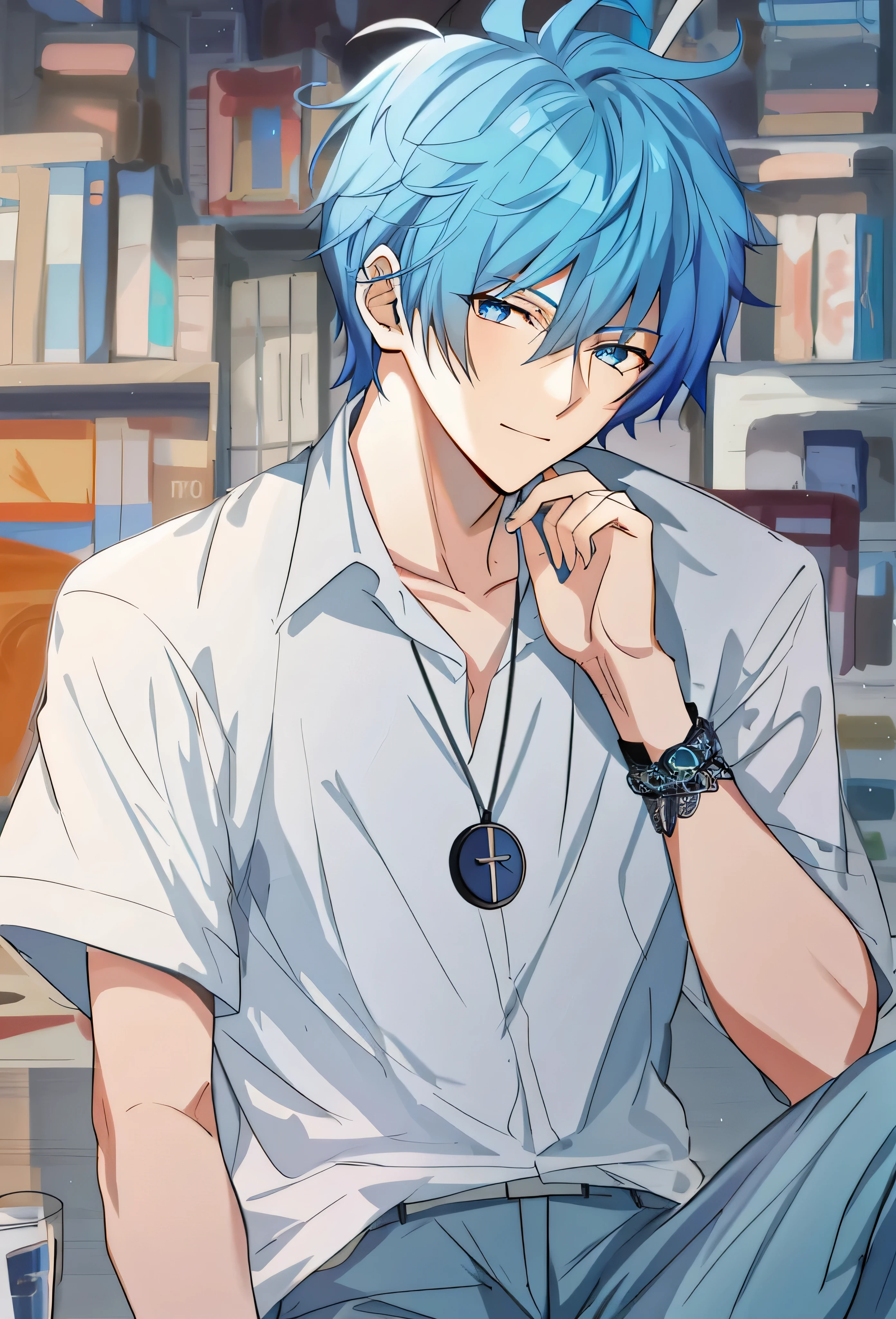 Party mask in hand,Anime boy with blue hair and black jacket looking at camera, Badass anime 8 K, anime moe art style, style of anime4 K, Anime boy, young anime man, handsome guy in demon killer art, Tall anime guy with blue eyes, Anime art wallpaper 4 K, Anime art wallpaper 4k, Anime art wallpaper 8 K, Anime wallpaper 4K, Anime wallpaper 4k for a boy, 20 years old, Dark clothing, mask in hand, Gradient hair, ahoge, Asymmetrical hair, bangs, Black hair, hair behind ear, side locks, hair splayed out, Hairline, Antenna hair, mask removed, Gradient eyes, devil pupils, Light smile, tachi-e, Cowboy shot, From the side Side, retinas, Textured skin, Anatomically correct, Anatomically correct,full bodyesbian