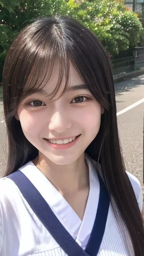 Japanese、18-year-old、Very slim、((Smiling))