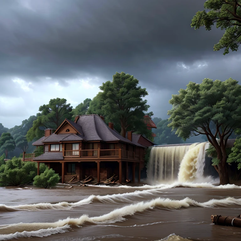 The sky darkened, the wind blew strong and the rain began to fall non-stop. Rivers overflowed, trees were felled and animals were frightened. It was a real catastrophe!