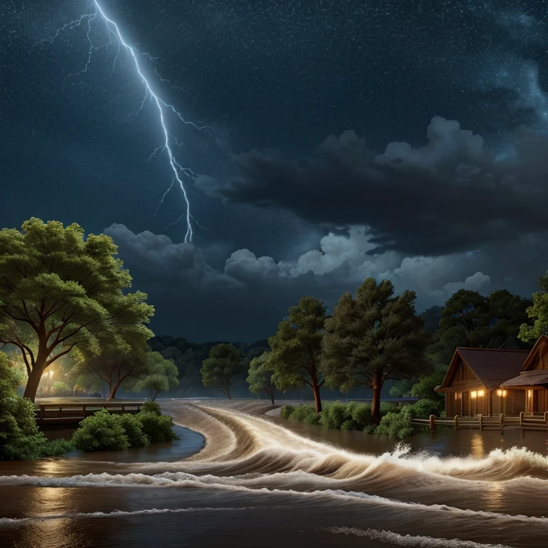 The sky darkened, the wind blew strong and the rain began to fall non-stop. Rivers overflowed, trees were felled and animals were frightened. It was a real catastrophe!