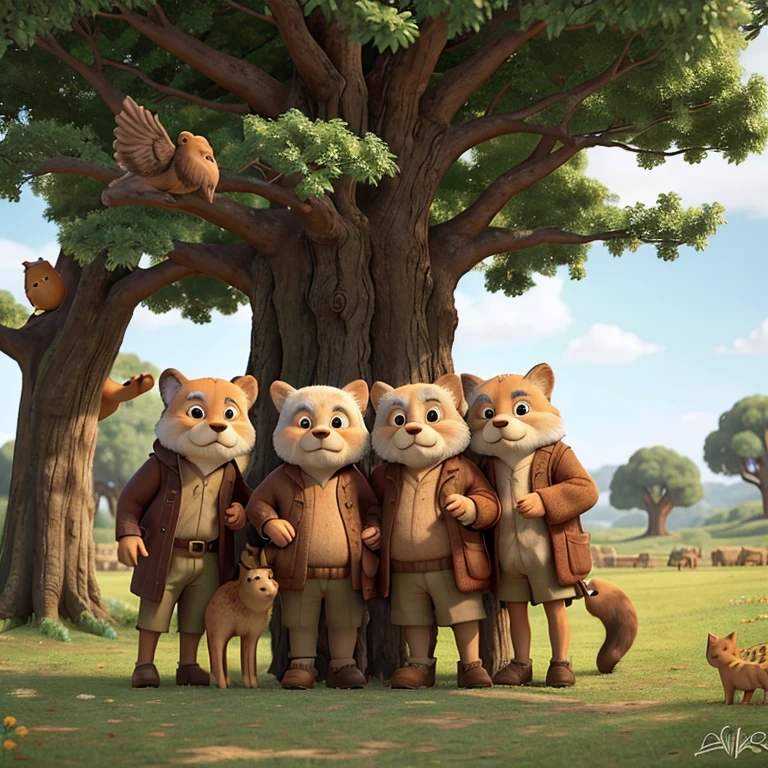 Arriving close to the Wise Old Oak, the animals explained the situation and asked for advice. The Wise Old Man looked at them kindly and said: "Dear friends, nature is asking us for a hug. She is scared and needs to feel our love and solidarity." Then, the animals hugged each other, forming a large circle around the tree.