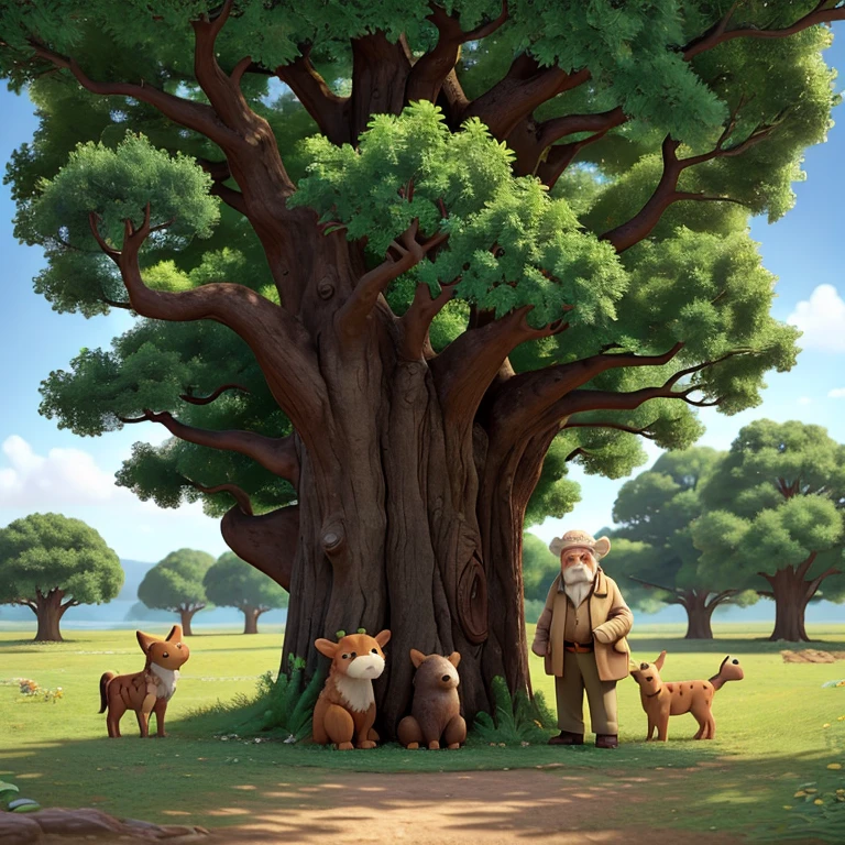 Arriving close to the Wise Old Oak, the animals explained the situation and asked for advice. The Wise Old Man looked at them kindly and said: "Dear friends, nature is asking us for a hug. She is scared and needs to feel our love and solidarity." Then, the animals hugged each other, forming a large circle around the tree.