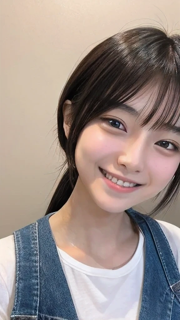 Japanese、18-year-old、Very slim、((Smiling))