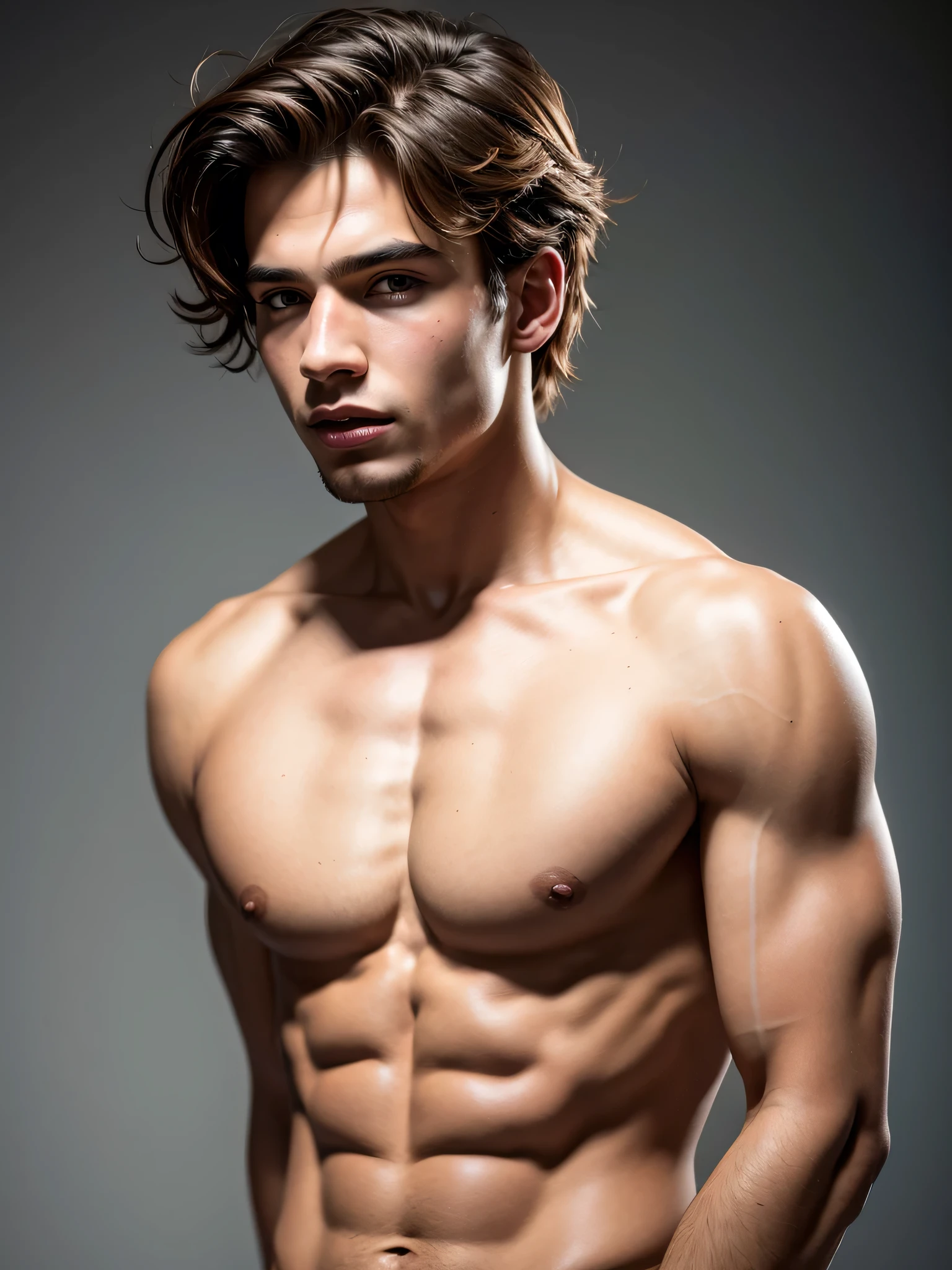 (1boy, photorealistic:1.4, ultra realistic, masterpiece:1.2, best quality, 4k), beautiful photograph of a 18-year-old male, wearing only white underwear and covered in red paint running down his body, slim body build, full body, playful expression, intimate moments, delicate skin, youthful innocence, detailed face, detailed skin, candidly captured, shot on a nikon d850 50mm, photo studio lighting, 3 point lighting, flash with softbox, RAW, simple background