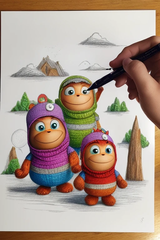 A realistic pen on it is a drawing of the "Os Backyardigans"