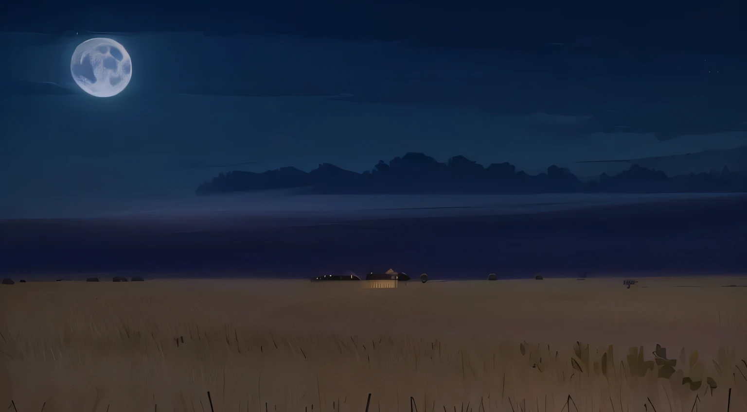 The Lone nocturnal farmscape at night.