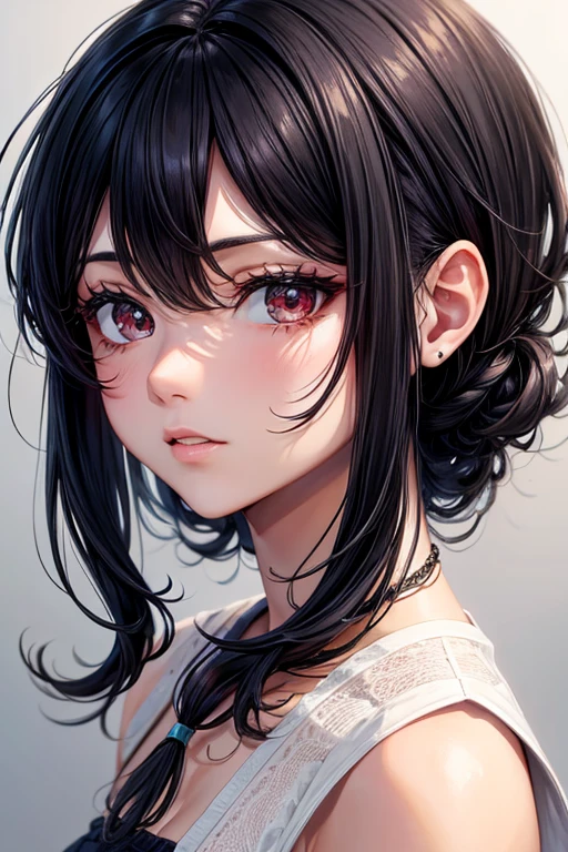 Chico muy lindo cabello negro corto ojos rojos
