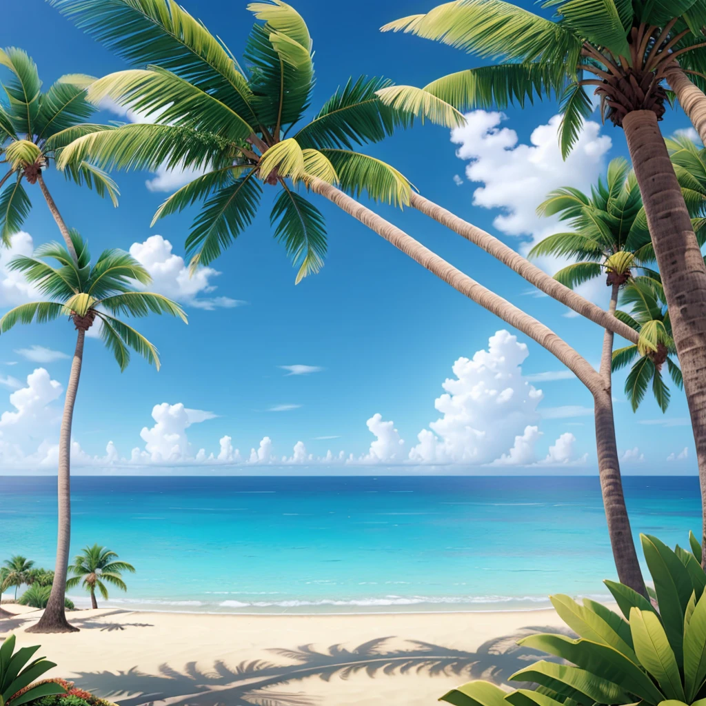 palm trees with an ocean in the background