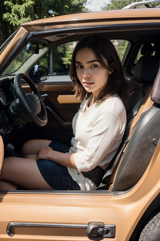 lily au volant d'un 4x4