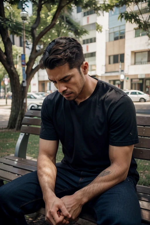homem chorando, homem triste sentado pensando na vida, homem sentado no banco chorando, homem sentado no banco desesperado, hoem sentado chorando muito sem sabere o que fazer, homem pensativo chorando sem saber o que fazer, desperate man sitting on a park bench not knowing what to do 