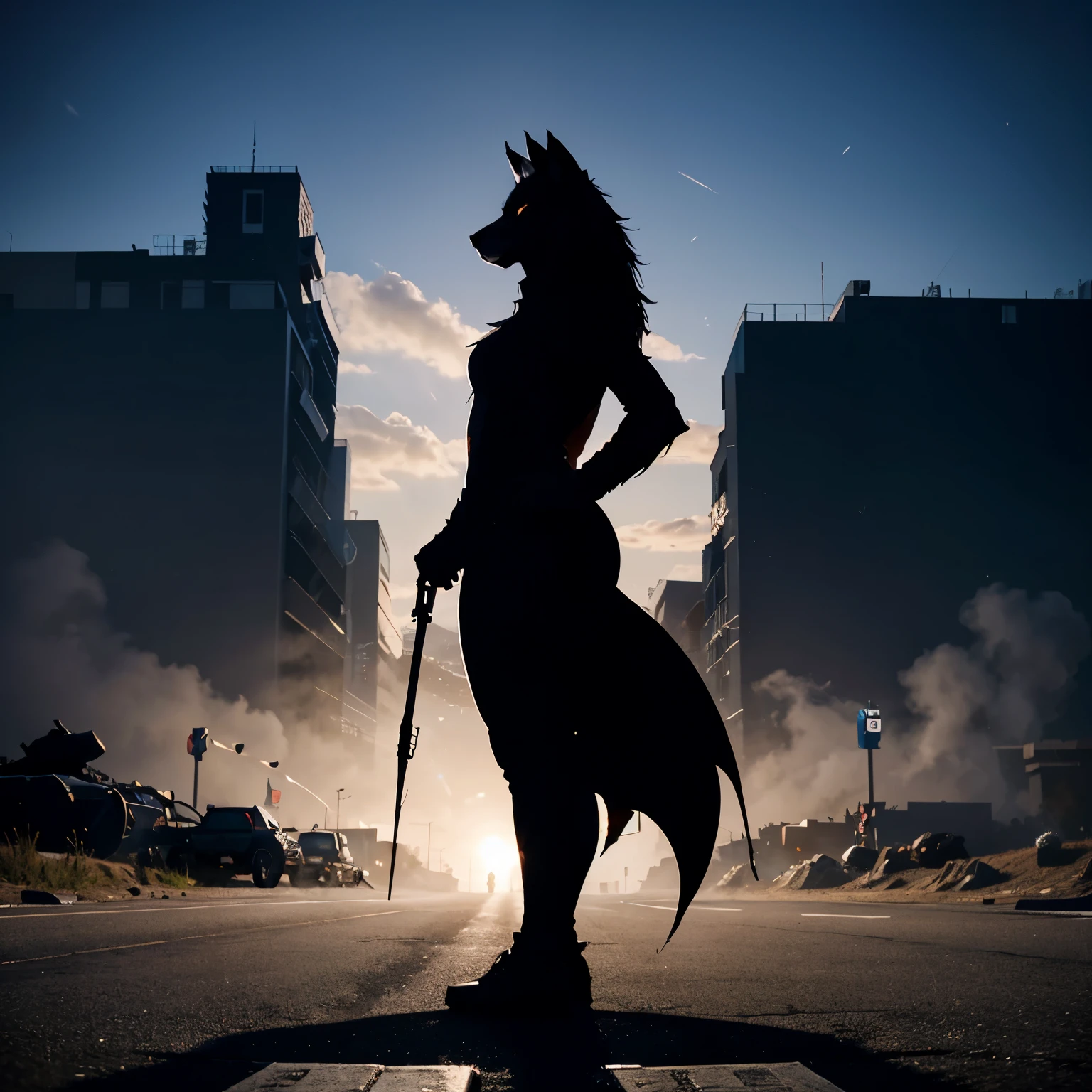 gamer goods store logo with the silhouettes of a wolf and an anime-style dragon