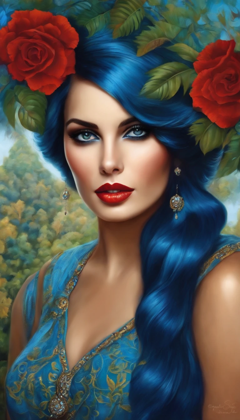 Mulher de cabelos cacheados linda de olho azul