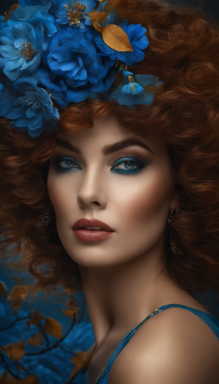 Mulher de cabelos cacheados linda de olho azul