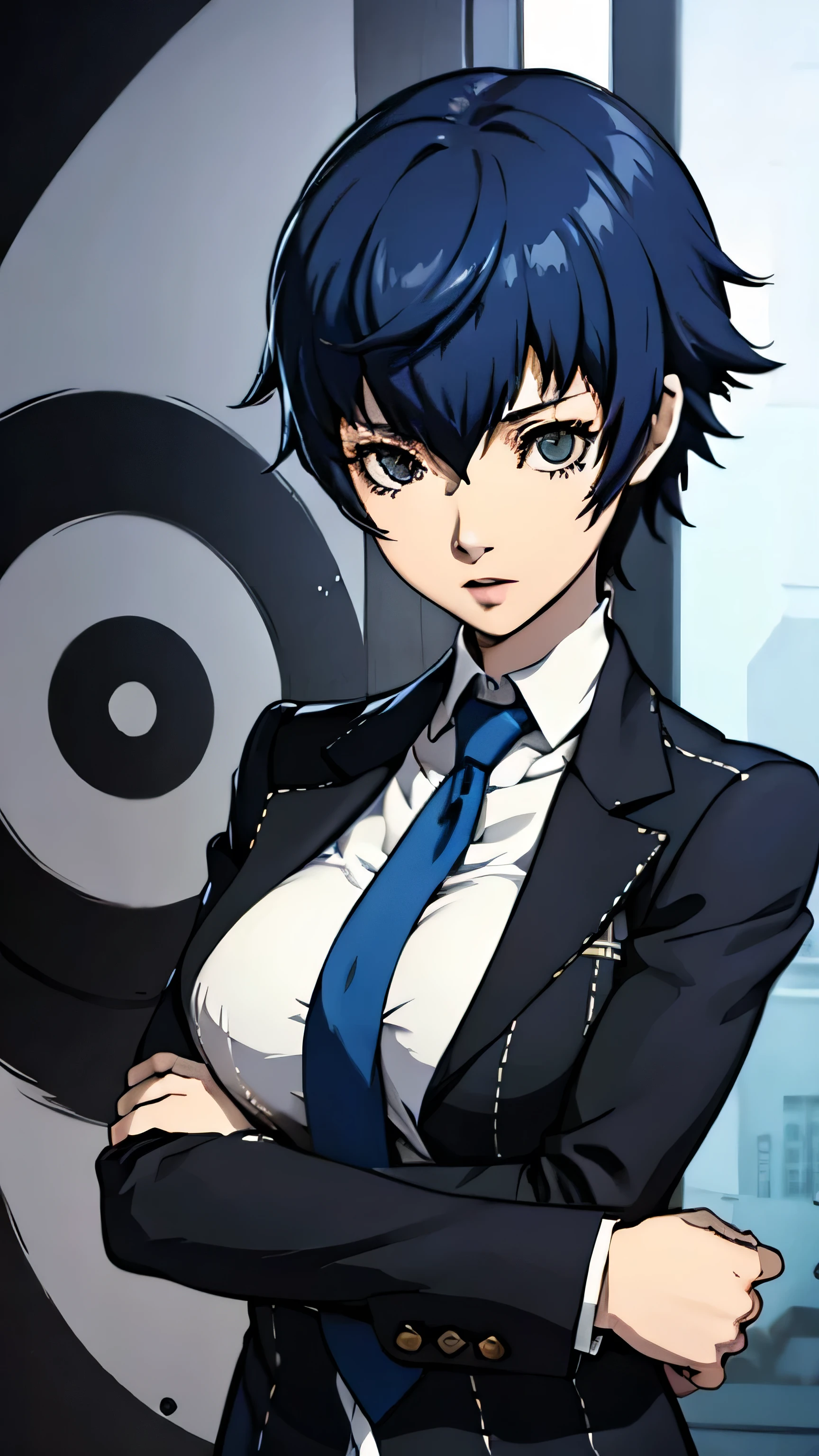 Naoto shirogane, suit, tie, portrait, medium hair, Big breast