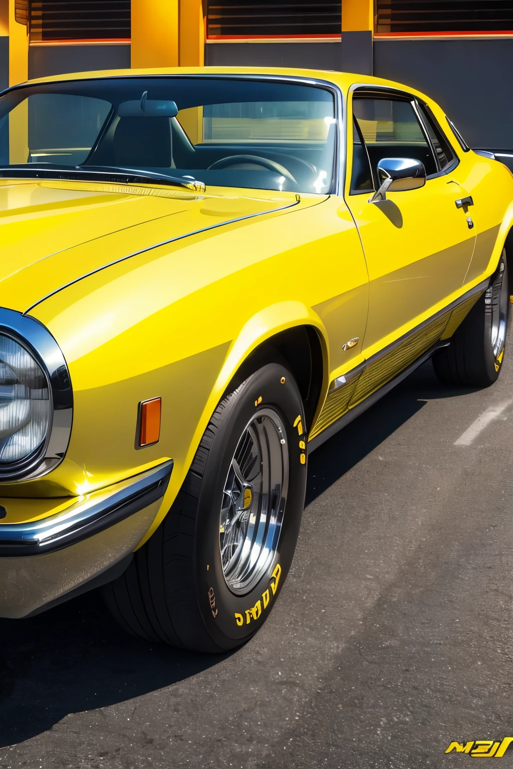 (best quality,4k,8k,highres,masterpiece:1.2),ultra-detailed,(realistic,photorealistic,photo-realistic:1.37),yellow car,retro vibe,sharp lines,vivid colors,portrait,landscape,metallic paint,chrome details,classic design,shiny body paint,old school,stylish,eye-catching,car enthusiast,collector's item,nostalgia,vintage feel,80s aesthetics,neon lights,wheels shining bright,car lover's dream,classic elegance,glamorous,chrome accents,immaculate condition,sunshine yellow,mirror-like finish,showroom shine,head-turner,urban environment,vibrant atmosphere,retro charm,luxury car,smooth curves,memorable,unique,cool factor,statement piece