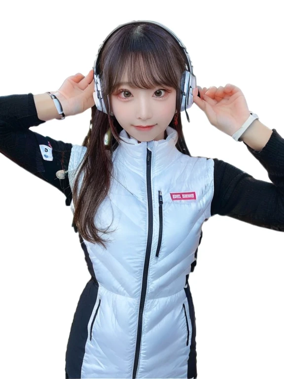 masterpiece, highest quality, Very detailed, 8K Portrait,japanese android girl,Plump , Control panel,Robotic arms and legs, Blunt bangs,,BREAK (metallic gray, metallic luster, mirror finish, astrovest):5,headphone:5,BREAK (black sleeves):100,smartwatch,futuristic space station,control room,BREAK headphone,blue eyes,(black hair):2,(long hair):1.3,look at viewer,(Respirator),BREAK blush:3,hidden hands,smile