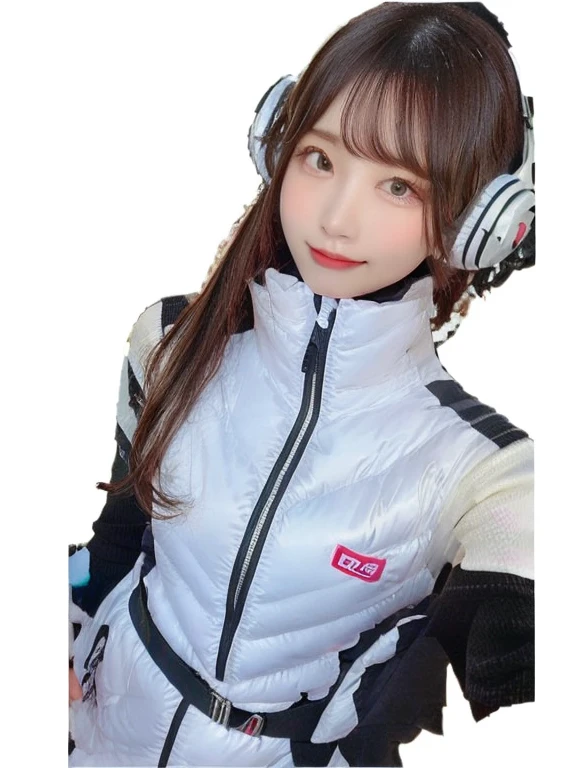 masterpiece, highest quality, Very detailed, 8K Portrait,japanese android girl,Plump , Control panel,Robotic arms and legs, Blunt bangs,,BREAK (metallic gray, metallic luster, mirror finish, astrovest):5,headphone:5,BREAK (black sleeves):100,smartwatch,futuristic space station,control room,BREAK headphone,blue eyes,(black hair):2,(long hair):1.3,look at viewer,(Respirator),BREAK blush:3,hidden hands,smile