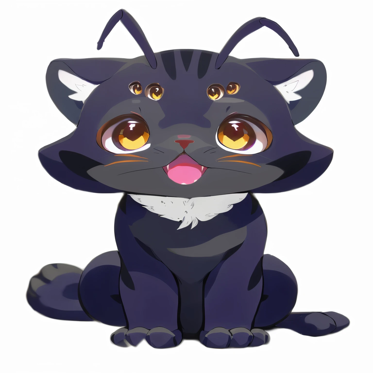 cartoon black cat with white collar and eyes sitting on the ground, anime visual of a cute cat, anime cat, realistic anime cat, kawaii cat, cute anime catgirl, sora as a cat, anime catgirl, fat chibi grey cat, anime moe artstyle, a cute cat, cute cat, made with anime painter studio, lineless, very beautiful cute catgirl