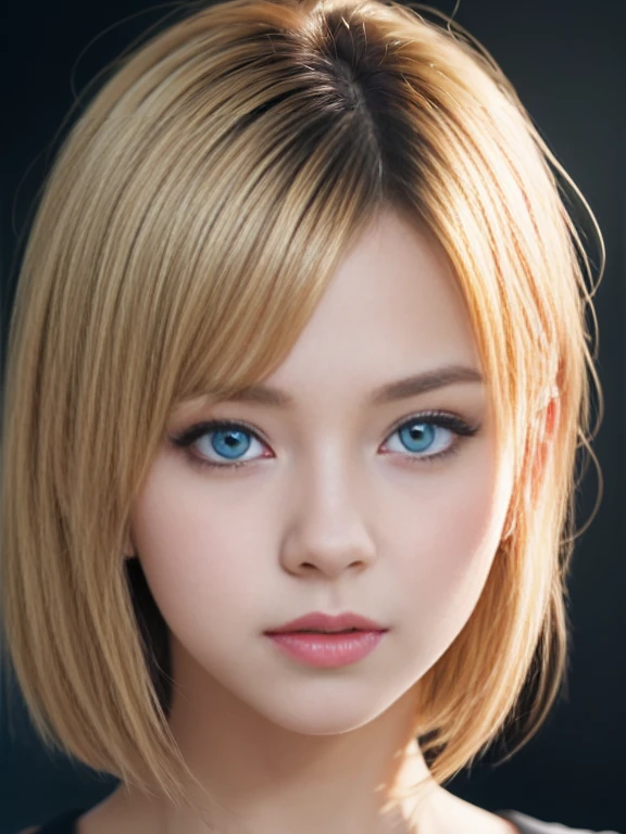 A girl with blue eyes and short bob blonde hair, photorealistic anime girl render, hyper realistic anime, 8K Portrait Rendering, stunning anime face portrait, detailed digital anime art, smooth anime cg art, Gweiz-style artwork, 3 d anime realistic, Soft Portrait Shot 8k, anime realism style, digital anime art, anime. Soft lighting
