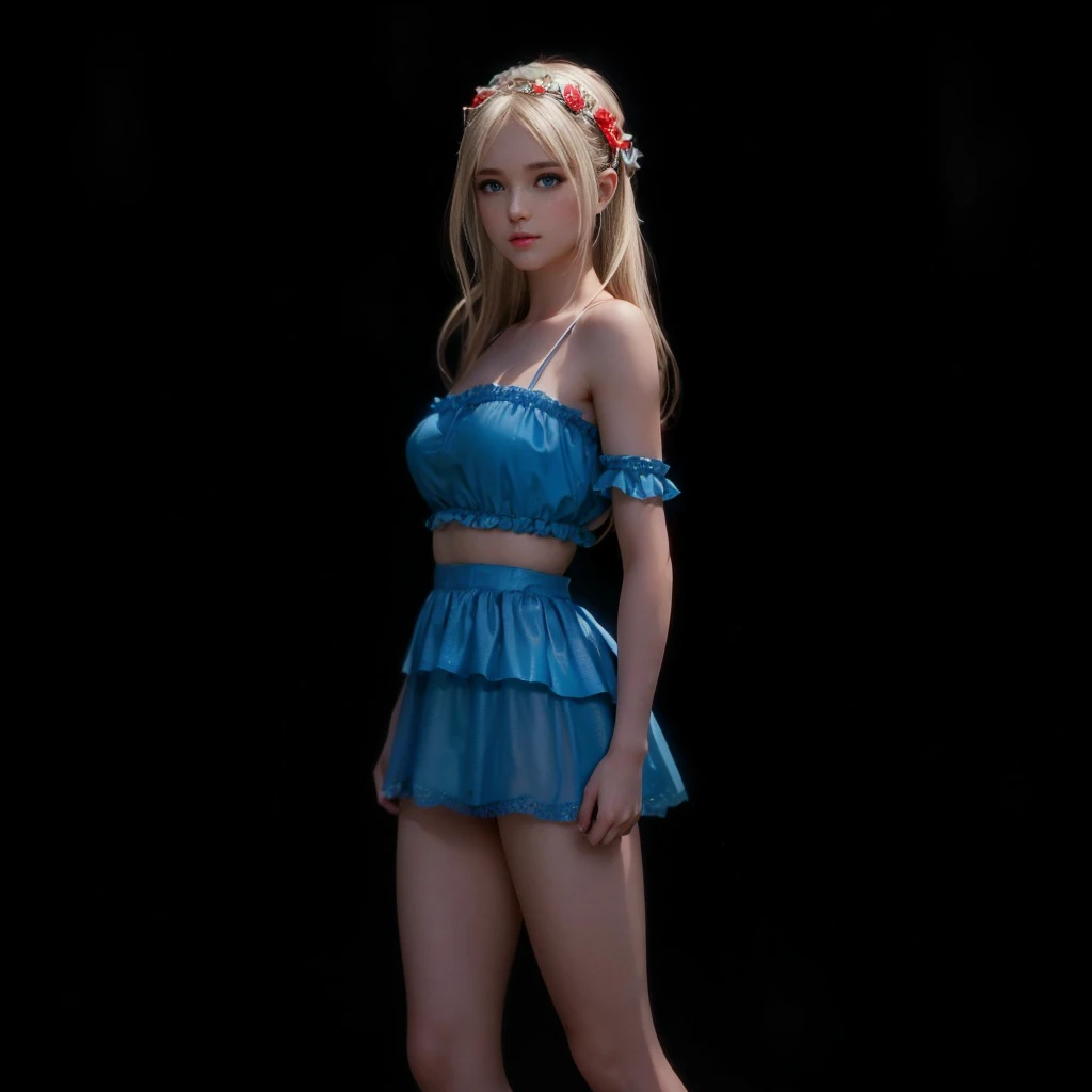 Marie Rose, light blue eyes, (best quality, ultra-detailed), (realistic:1.37), beautiful and detailed face, ultra-realistic texture, delicate face, delicate body, red lipstick, bright colors. High definition, 8k. athletic body