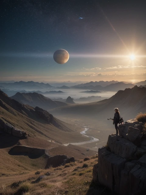 (Very detailed CG unity 8k wallpapers), panoramas of the most beautiful outer space artwork, sci-fi space landscapes, planets, Ed Blinkey, Atey Ghailan, professional majestic paintings of Studio Ghibli, Jeremy Mann, Greg Manchess, Antonio Moro, Trending on ArtStation, Trending on CGSociety, Intricate, High Detail, Sharp focus, dramatic, photorealistic painting art by midjourney and greg rutkowski