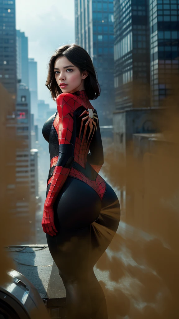 ((velocity)),Attacked by farts, (((Spider Women farting))),(girl farting),velocity,)(a female),(big butt),(her butt facing screen)) (blackhair),(spider girl),(masterpiece:1.2、top-quality, best-quality)、(the Extremely Detailed CG Unity 8K Wallpapers、ultra-detailed、Best Shadows)、(Detailed background)、(The best lighting、extremely delicate and beautiful)、depth of fields、1girl in、solo、upward looking gaze、(1girl:1.3), Solo, (((Very detailed face)))), ((Very detailed eyes and face)))), Beautiful detail eyes, Body parts__, Official art, Unified 8k wallpaper, Super detailed, beautiful and beautiful, beautiful, masterpiece, best quality, original, masterpiece, super fine photo, best quality, super high resolution, realistic realism, sunlight, amazing beauty, delicate face, vibrant eyes, She wears Spider-Man suit, red and black color scheme, spider, very detailed city roof background, rooftop, detailed face, detailed complex busy background, messy, gorgeous, milky white, highly detailed skin, realistic skin details, clear focus, volumetric fog, 8k uhd, DSLR, high quality, film grain, fair skin, photo realism, lomography, futuristic dystopian megalopolis, translucent