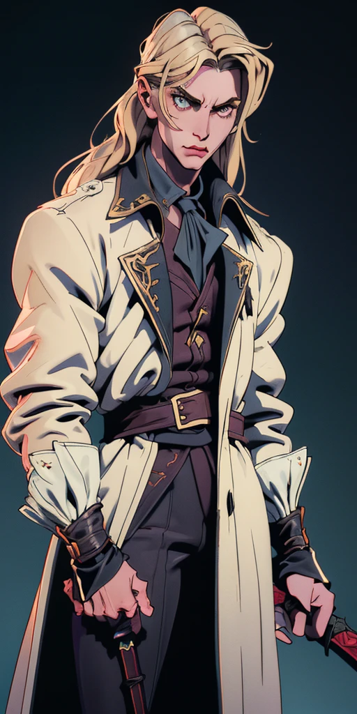 Sherlock Holmes is shirtless but with a peacoat on with a thick jockstrap with no pants on with a chiseled torso and v shape abs, a detailed face with clean lines. gorgeous eyes. in an 18th century English pub setting background.