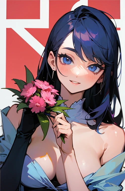 Cool women、sexy、Holding a bouquet in both hands、