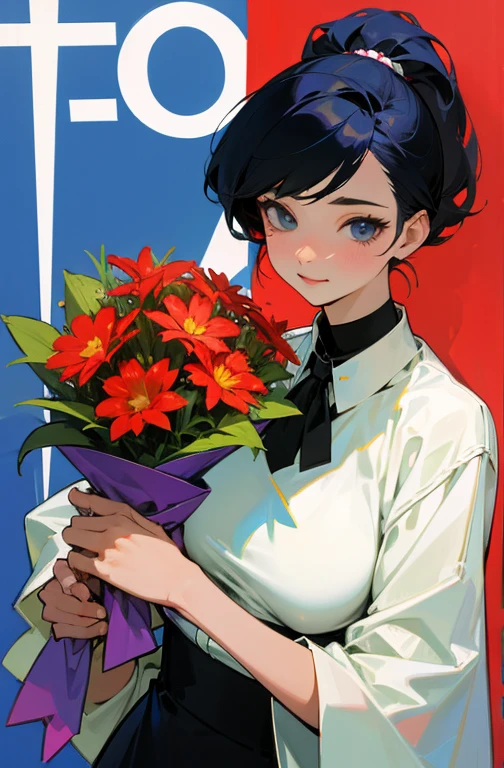 Cool women、sexy、Holding a bouquet in both hands、