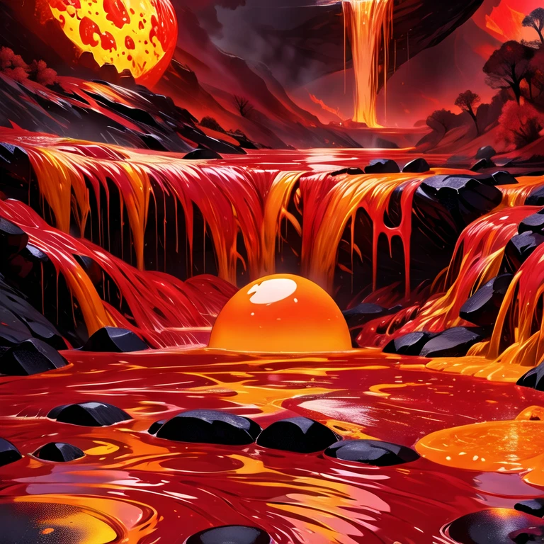 (masterpiece, best quality:1.2), lava, slime, lava slime, lava bubbles