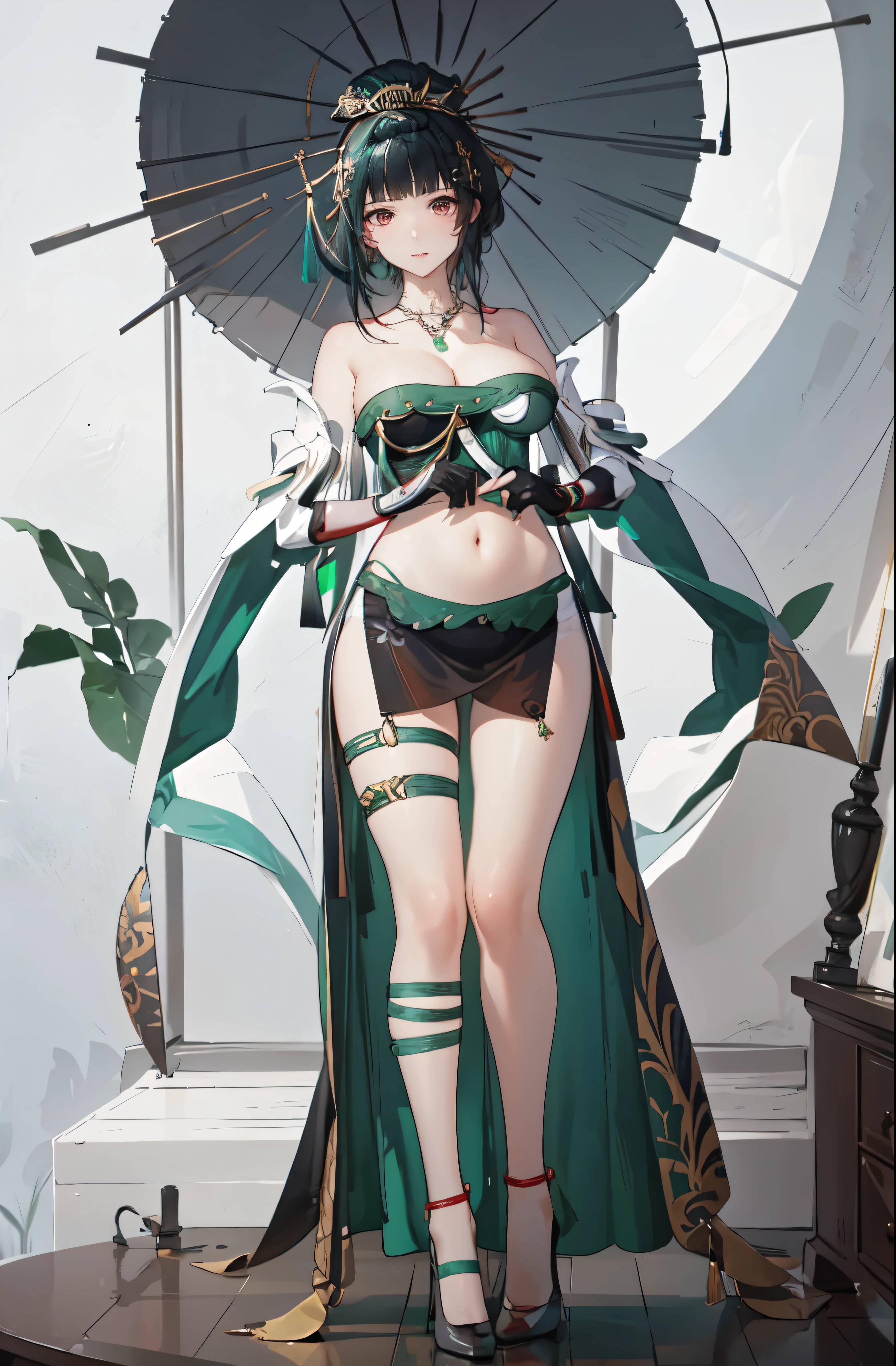 masterpiece, best quality BREAK solo, china dress, highres, 1girl, standing, (large breasts), mature female, hanying, Full body drawing, (masterpiece), (best quality), (hyperdetail), (illustration), ((extremely delicate and beautiful)), (detailed light), (prefect's body), full body drawing, Hanying, HanYing, sexy, sexy belly, sexy belly line, sexy belly button