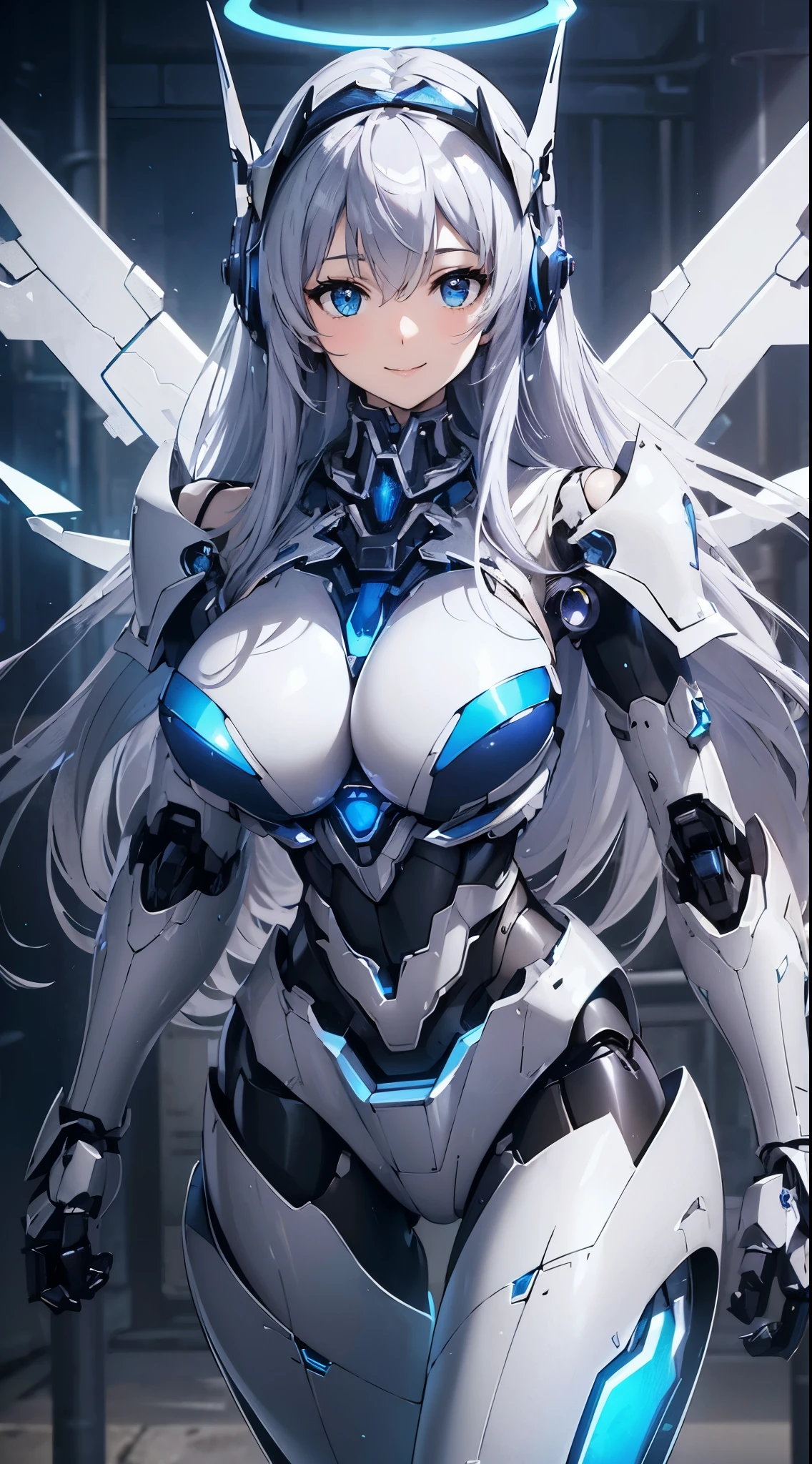 A kind smile、Blue shining mechanical eyes