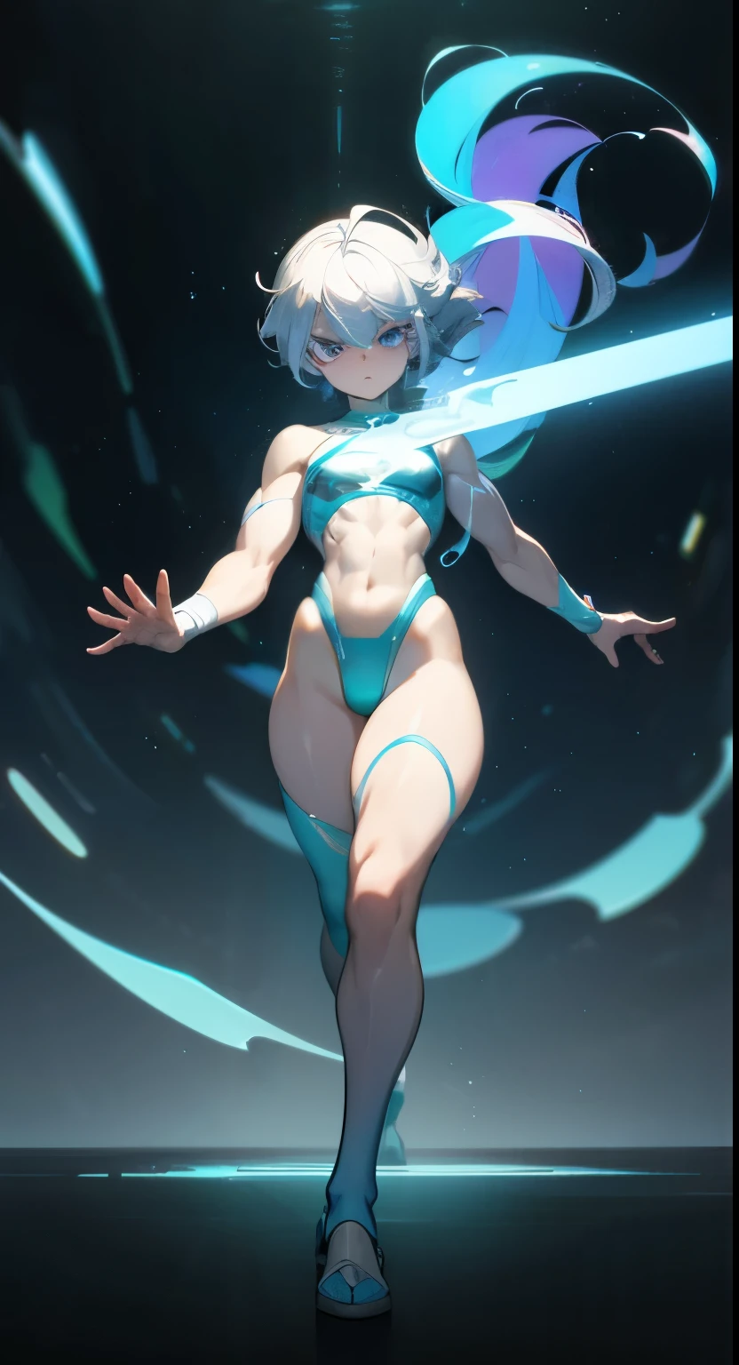 (mid_shot:1.3),(1 male:1.2),(muscle man:1.1),(frontal illumination:1.2),with a silver body and glitters with lights above,extreme iridescent reflection,in the style of vray tracing,vibrantmanga,shiny/ glossy,rococo pastel,fluid form,tinycore,fluid impressions,vray,machine aesthetics,yanjun cheng,silver,shiny eyes,fluidform.,the young warrior,male characteristics,