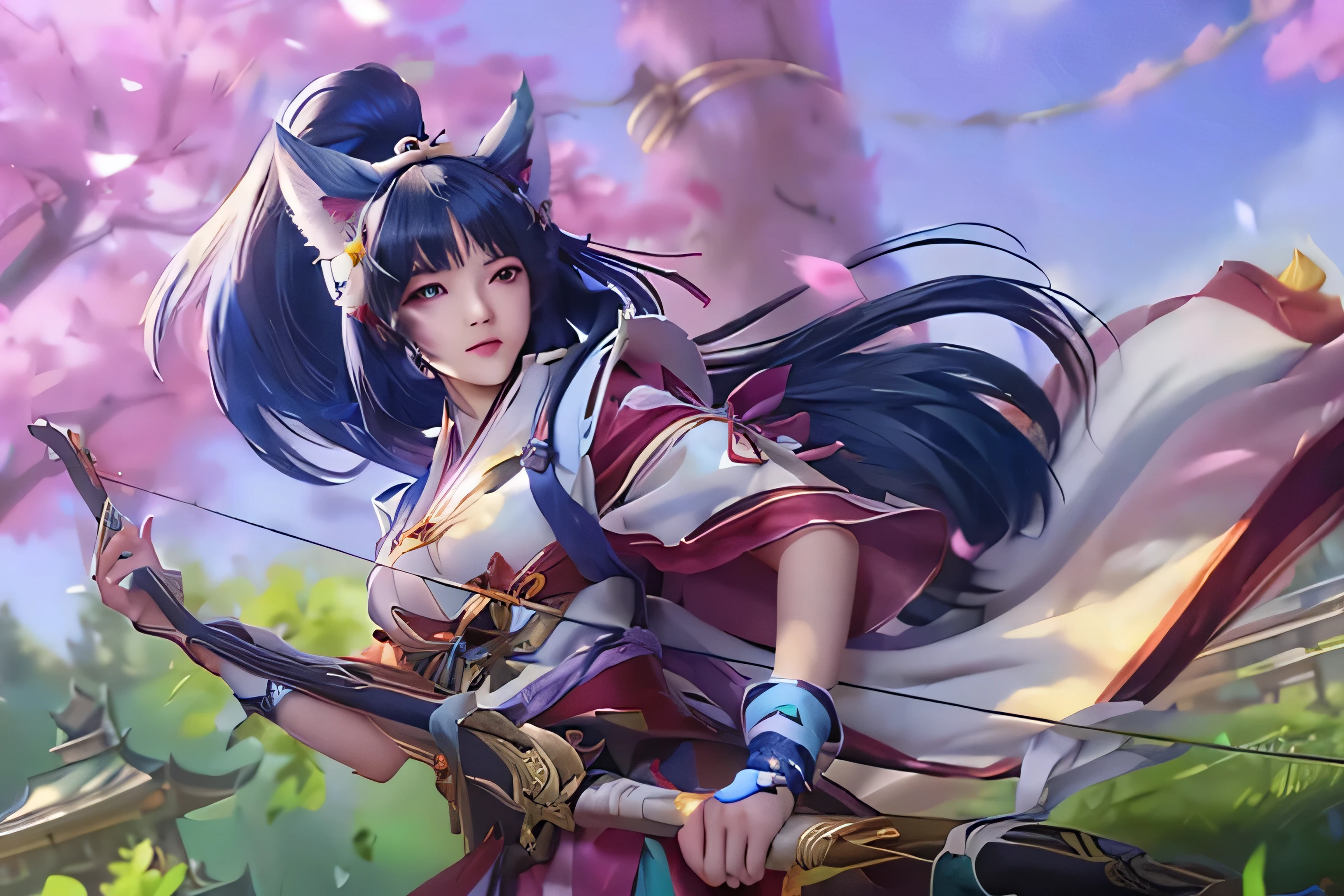 anime girl with bow and arrow in the forest, portrait of ahri, ahri, onmyoji portrait, onmyoji, onmyoji detailed art, fox nobushi, extremely detailed artgerm, xianxia hero, ruan jia and artgerm, artgerm lau, artgerm and ruan jia, inspired by Ju Lian
