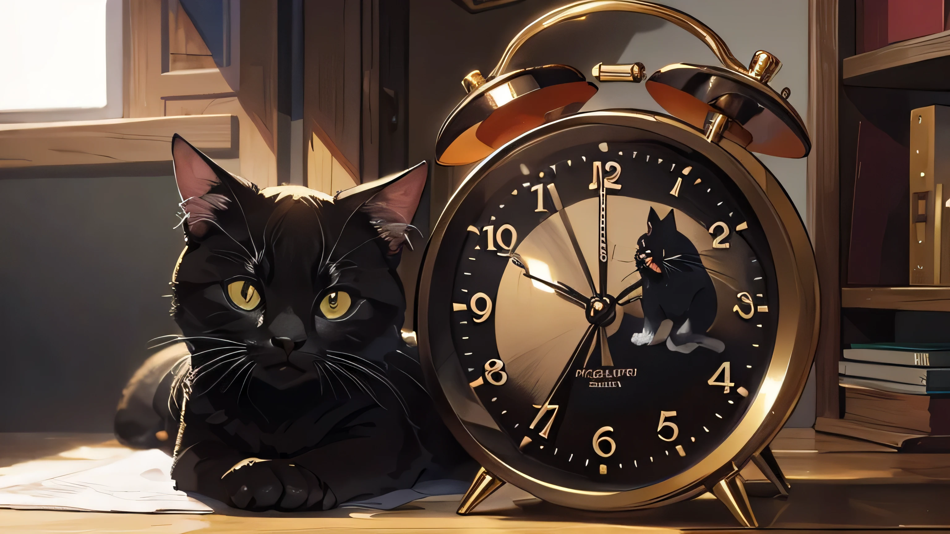 Take a background other than the cat and the alarm clock.