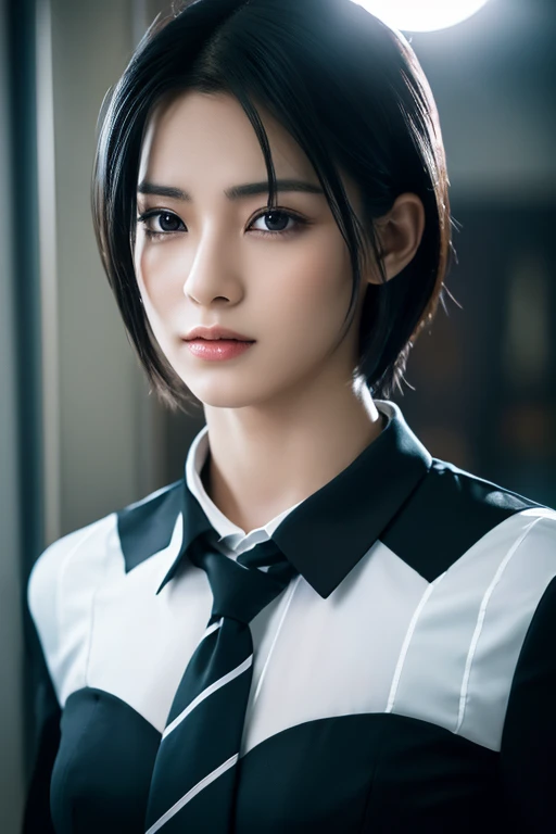 male、Black haired boys、In a suit and tie、A photo in which the body and head are straight, Face the viewer, The eye is fixed on the lens, In the photo you can see the shoulders and head, 写真中央のmale, 8K, highest quality, Tabletop, Realistic, Realistic photo, Cinematic photography, ultra Realistic, Perfect lighting, DSRL, Professional photos, 4K Muscular
