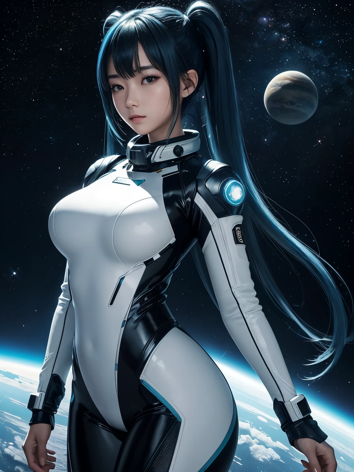 (masterpiece、highest quality、highest quality、Official Art、Beautiful and beautiful:1.2)、(One girl:1.3)Hatsune Miku、Twin tails,Big Breasts,(masterpiece:1.2),highest quality,In space,(Night Sky,Medium Hair:1.2),(Awareness-raising:1.2),Beautiful views,Dreadlocks,(Elaborate luminescence,Lens flare brilliance),(Hyper Detail),Hyper Detail,(Exquisite detail),(Intricate detail lights,highest qualityのバックライト),Clear lines,New World,Get a peek at your audience,Solo Female,(Space Girl,space),Oriental woman,The girl looks like a Chinese movie star,Solo Female,Perfect body,Beautiful 16 year old girl,(One girl),(Bright bioluminescent hair,Bright and Shiny Eyeilky Way,Alien planets),(セクシーなFuturisticスタイルの白いフィットした宇宙服を着た宇宙飛行士:1.1),The material of spacesuit is light and thin,Latex Tight Spacesuit,The chest of spacesuit shows the starry sky,Close your eyes for a moment,(Cyberpunk characters),(that's it:1.3),(Putting on makeup)),High contrast,(Best lighting,Very sophisticated and beautiful),((Movie Moonlight)),Very colorful,((Photoshop pastel drawing:1.1)),Mysterious,(映画のmasterpiece),Suspense,Funk,(starscream),Color Splash,really eye-catching,((Caustics)),that's itmic angle,Big Breasts 美しい(Detailed brilliance),(spine-chilling),(Complex movie scenes behind it:1.2),environmental occlusion, (Ambient Moonshine), ray tracing reflection, Elaborately drawn backgrounds , (Glowing space suit), Terrorist, (Luminescent plants:1.2), Terrorist, Anxious, Futuristic, Terrorist, (Hologram Head-Up Display), (Delicate Great Comet)