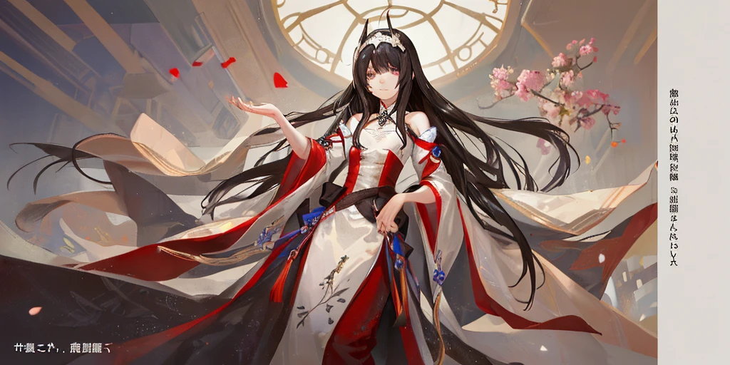 Long straight black hair, flat ?????, hairpin, headdress, imperial concubine's clothing, embroidered shoes, Chinese palace