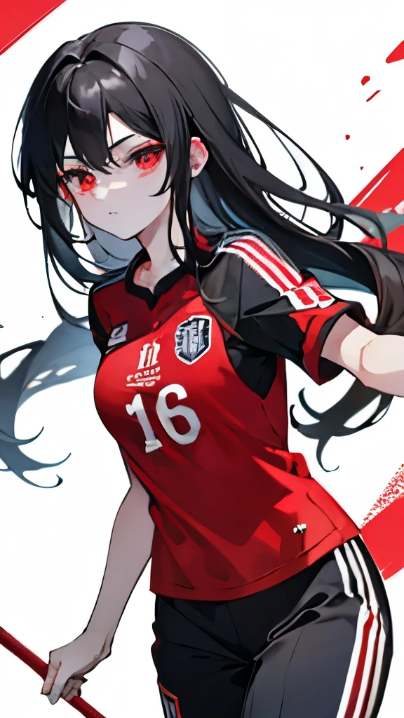 Black hair, carmesin eyes, red EYEs, sports, futebol,  Yo. 