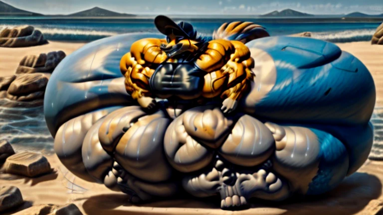 4k, high resolution, best quality, perfect lightning, perfect, solo, anthro, young, boy,white wolf:2.0, furry body, (fluffy mane:1.2), fluffy tail, male, adult, (bulky2:0, thick muscles2:0, huge muscles:2.0, hyper muscles:2.0), (thick biceps, veiny biceps, broad shoulders:2.0), (thick legs, thick calves:1.1), (digitigrade legs, 4 toes:1.2), perfect colors, (photorealistic fur, detailed fur, epic, masterpiece), (suggestive posing:1.2), (seductive smile, lustful grin 1.3), detailed beach,detailed wolf eyes:2.0, by k0suna, by darkgem,nipple ring,hyper arms:2.0,veins,white body,white fur,hyper butt:2.0,hyper paws:2.0,standing,thick legs,thick butts:2.0,sweat body:2.0,massive butt:2.0,black hat,hyper ass:2.0,huge ass,long legs,juicy butt:2.0,butt like a mountain,butt with colorful patterns,wide butt,hyper wide butt